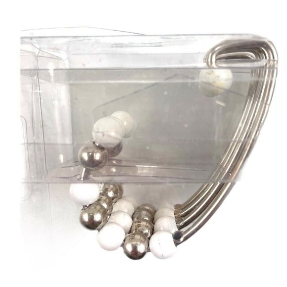 By Appointment Set of 12 Easy Glide Rolling Shower Hooks Silver & White Beads - Picture 7 of 7